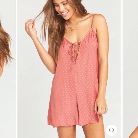 Show me your mumu rebel rompers sangria silky dots in pink size med - Picture 2 of 9